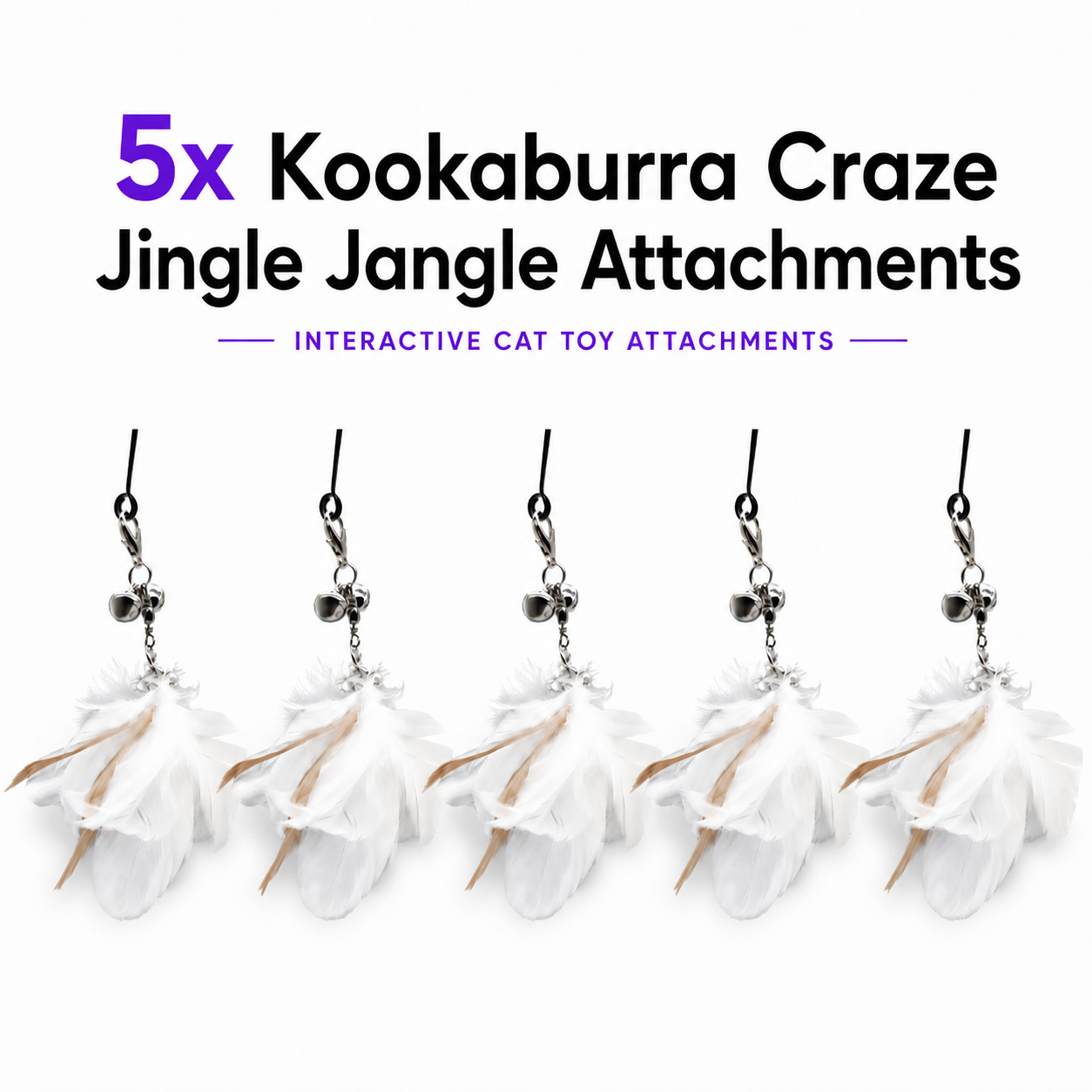Kookaburra Craze Feder-Spielzeug-Anhänger-Set (5er Pack / Jingle Jangles)