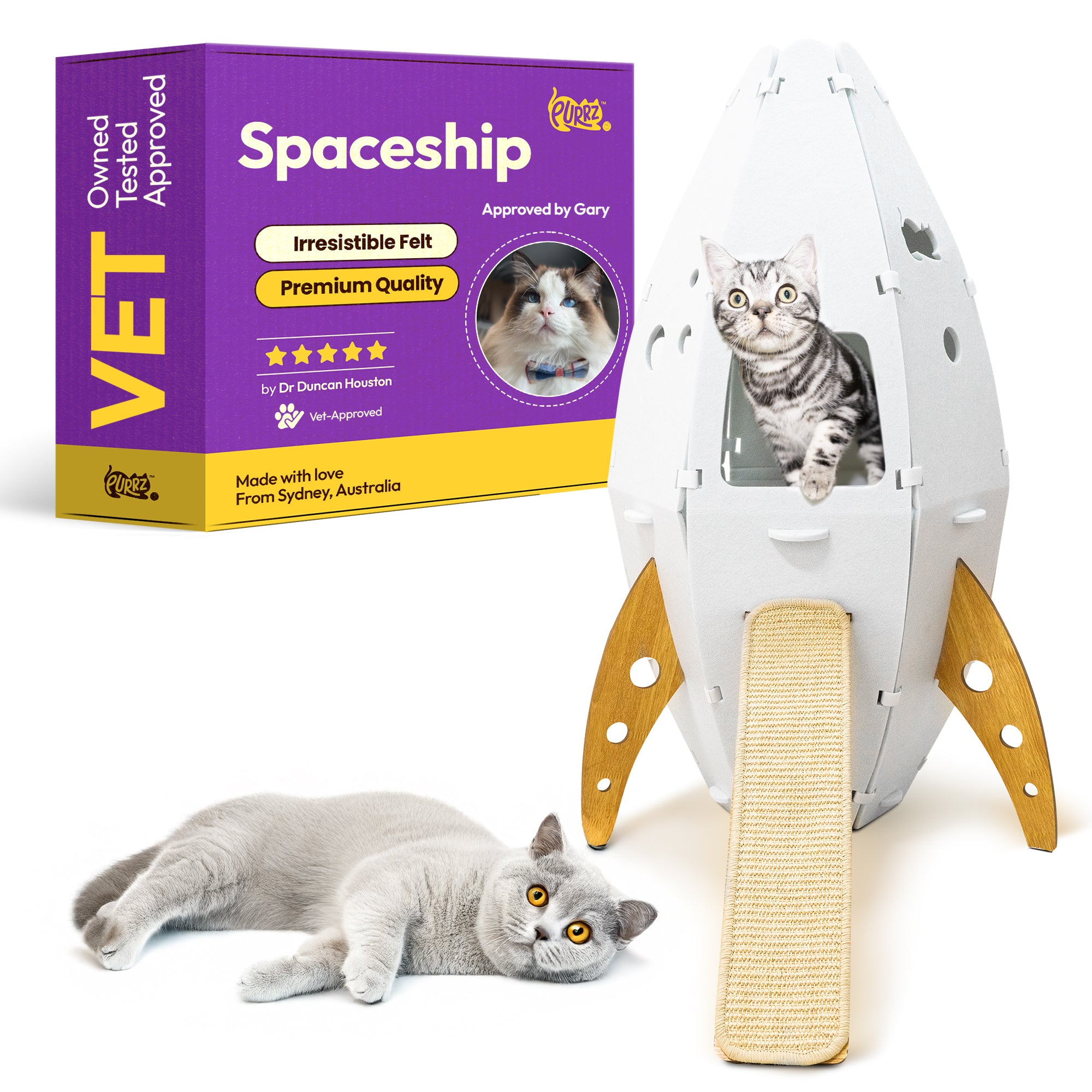 落ち着くウールの猫用洞窟ベッド（コアラ） 