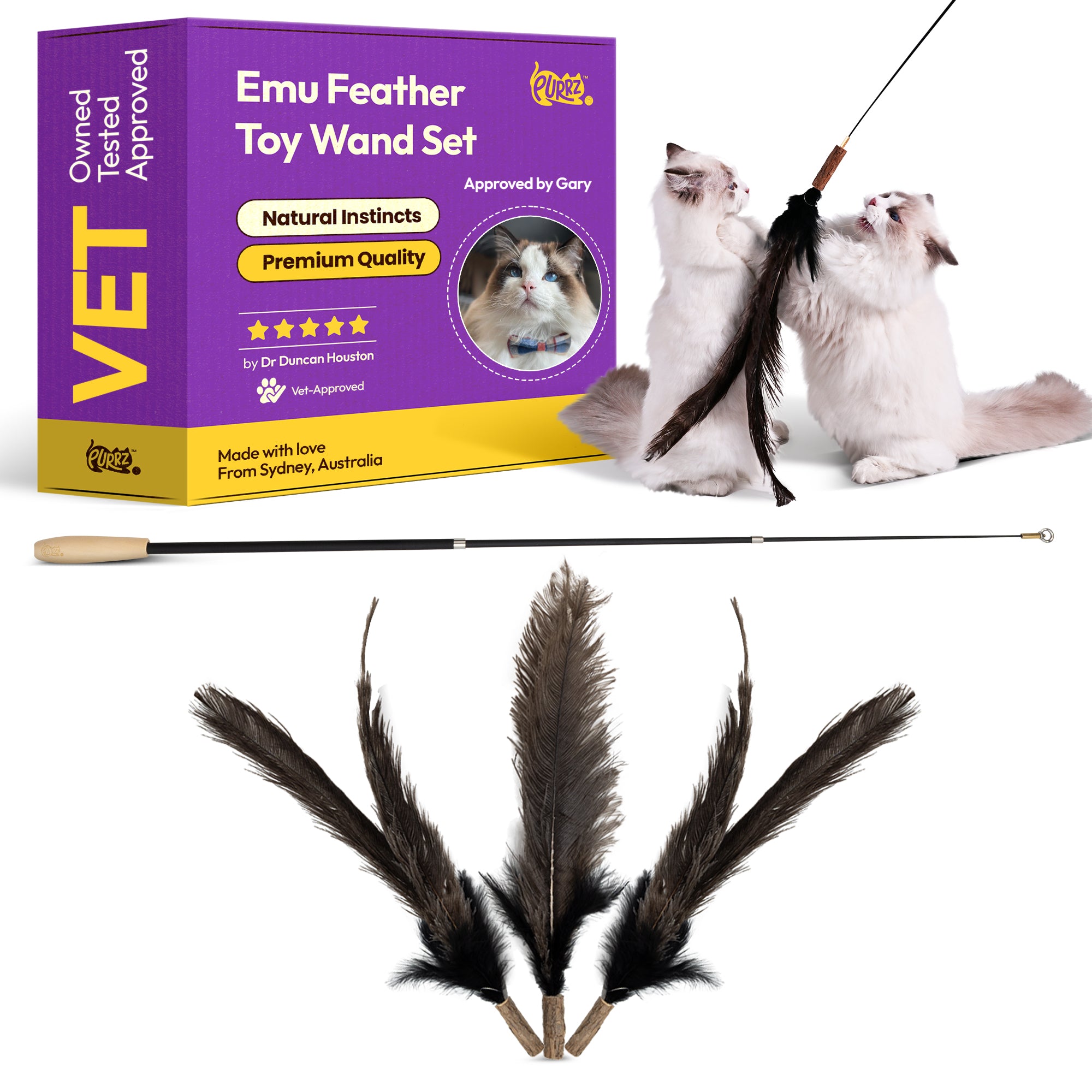 Conjunto de varitas de madera con juguete de plumas Caos de Cacatúa