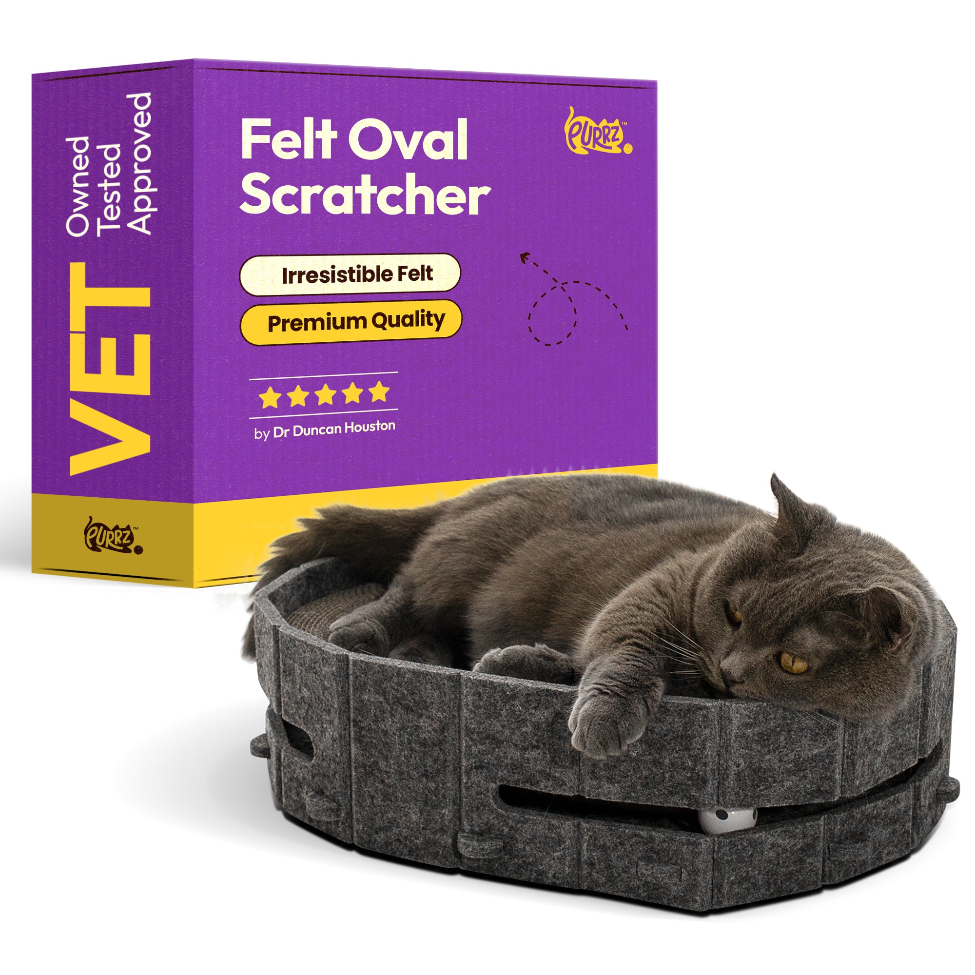 Felt and Cardboard Cat Scratcher - Dual-Layer Durable Cat Scratch Pad - Eco-Friendly Cardboard Scratch Post with Felt Base - Ideal for Indoor for All Cats