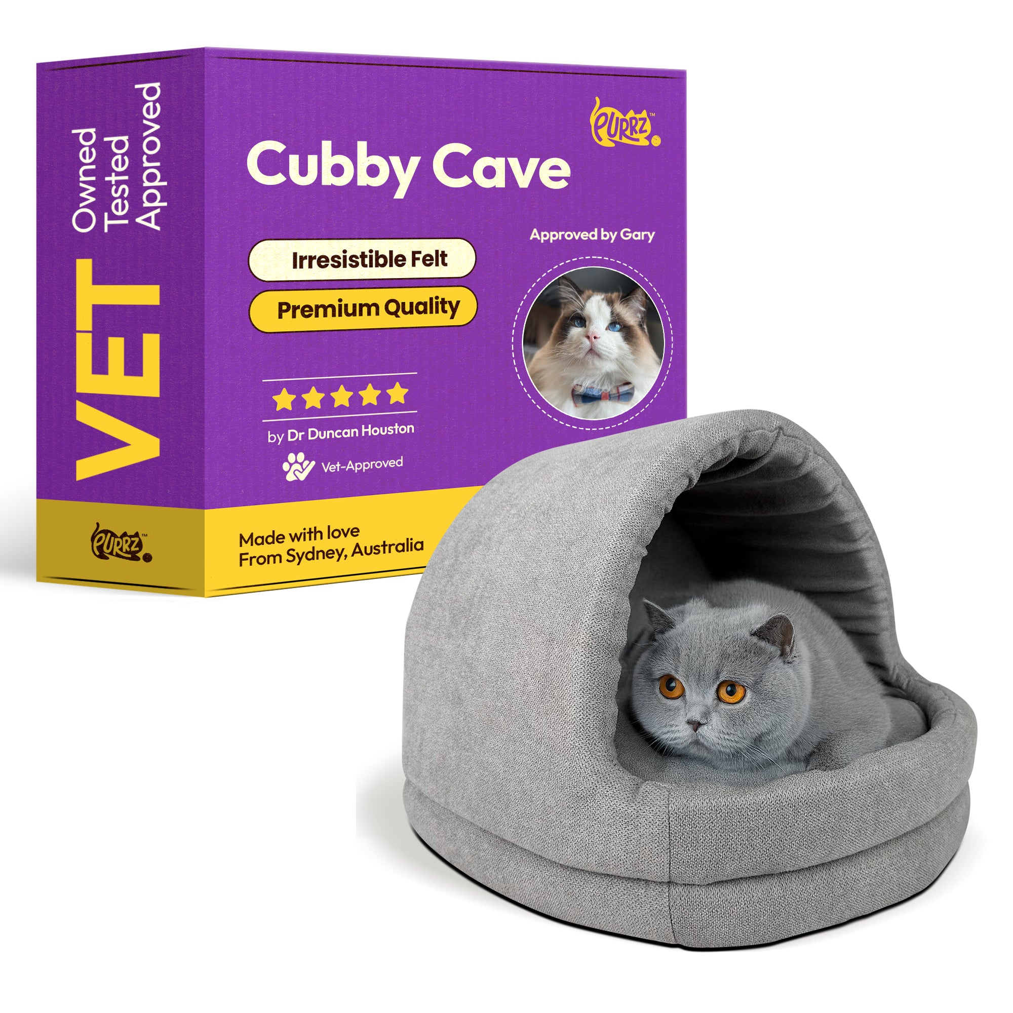 Cat Cubby Cave – Plush Enclosed Bed with Cushion & Non-Slip Base