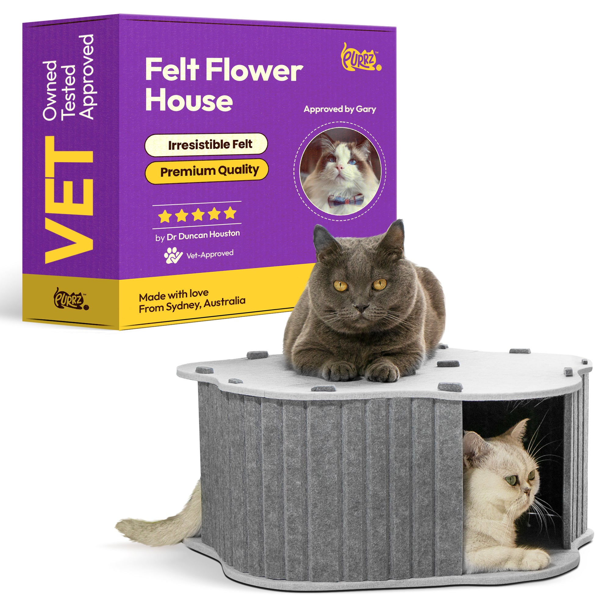 Flower Cat Cave House – Cozy Felt Hideaway & Play Tunnel for Cats and Small Pets