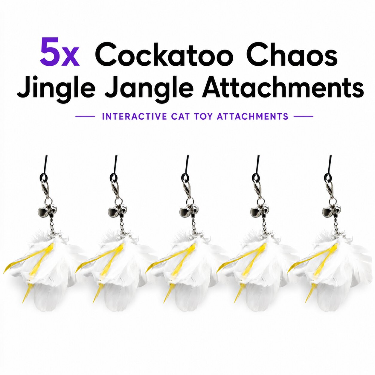 Cockatoo Chaos Feder-Spielzeug-Anhänger-Set (5er Pack / Jingle Jangles)