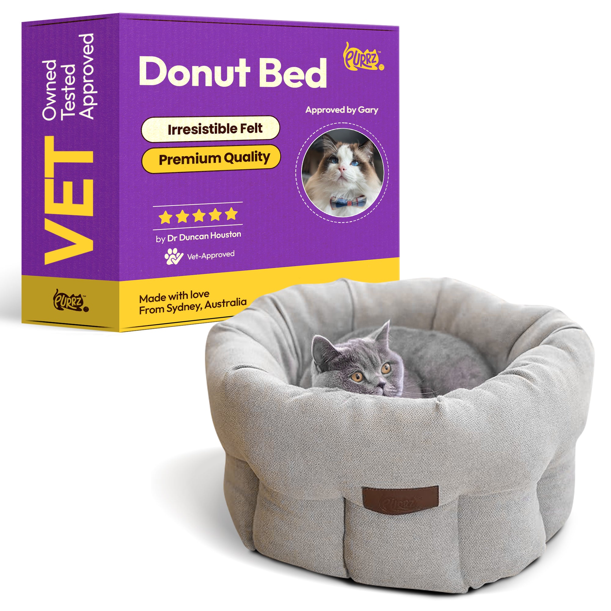 Deluxe Donut Cat Bed – Ultra-Soft Plush with Raised Rim & Non-Slip Base