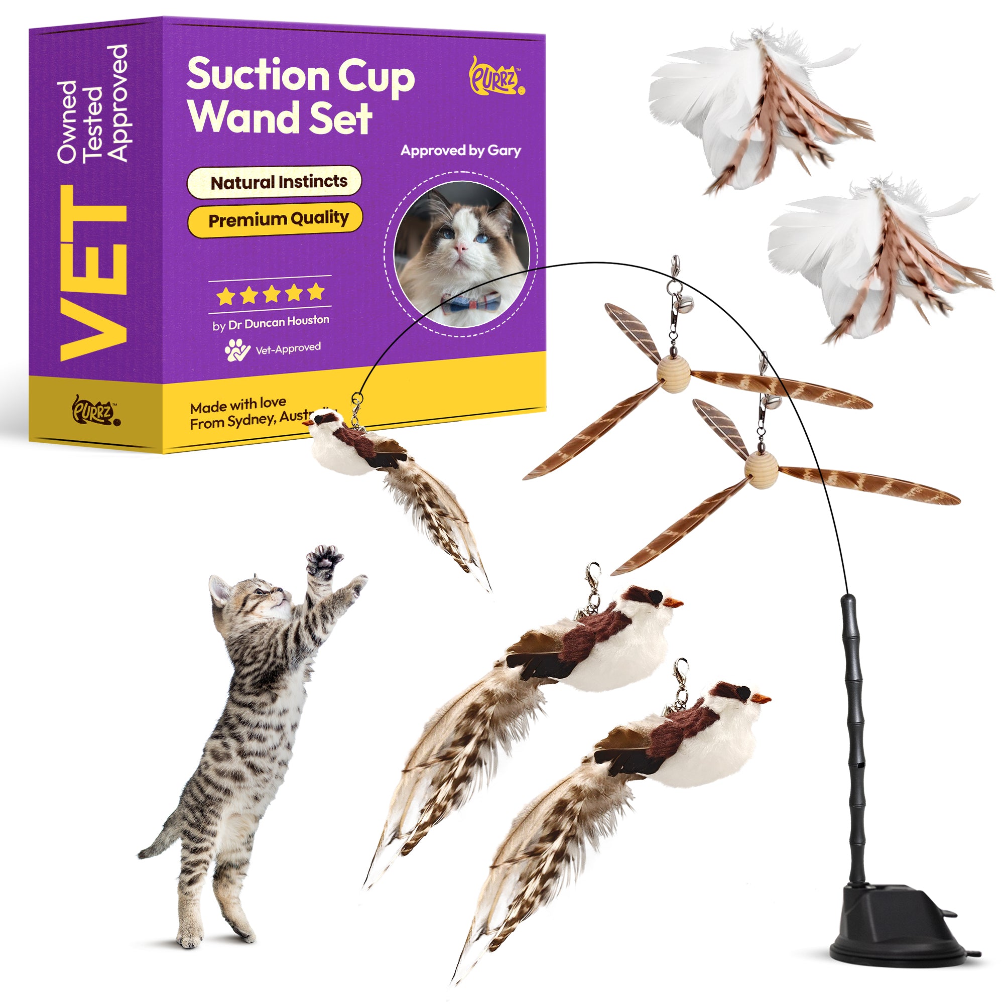 Kookaburra Craze Feder-Spielzeug Holzstab-Set