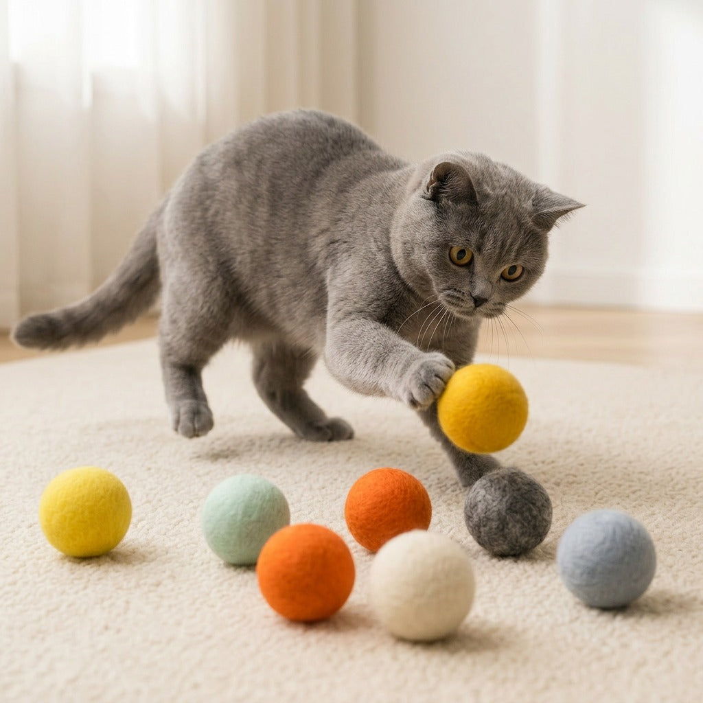 Handgefertigtes Merinowoll-Ballspielzeug-Set (8er Pack)