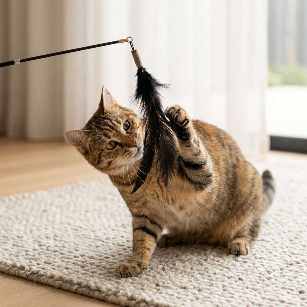 Retractable Feather Wand with Ostrich Feather Attachments