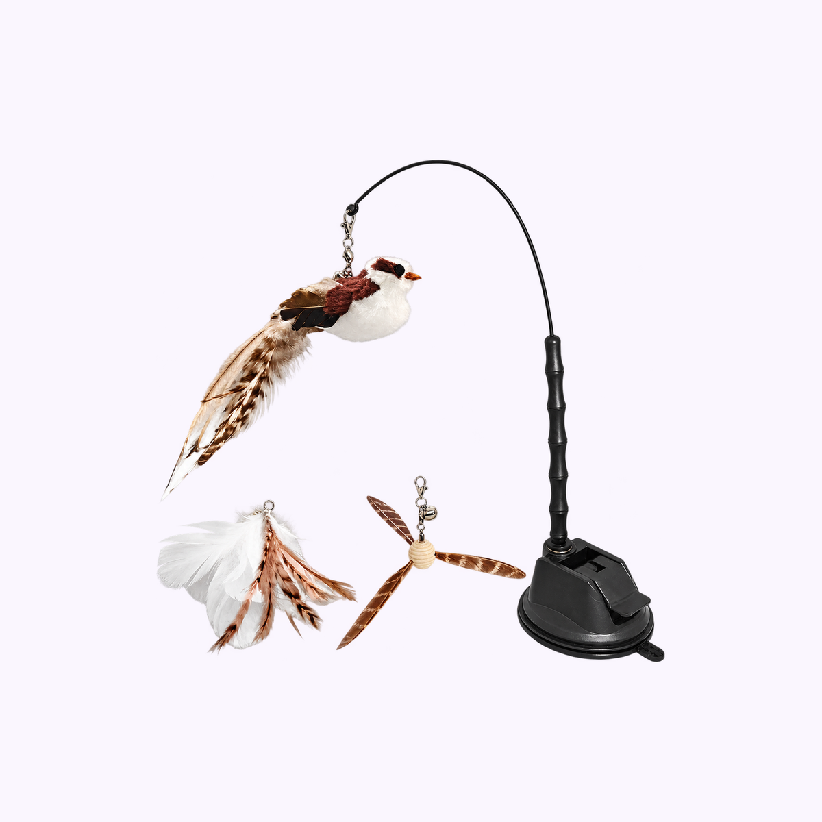 Kookaburra Chaos | Feather Toy Suction Cup Set: illustration of the Feather Toy Suction Cup Set in Kookaburra Chaos