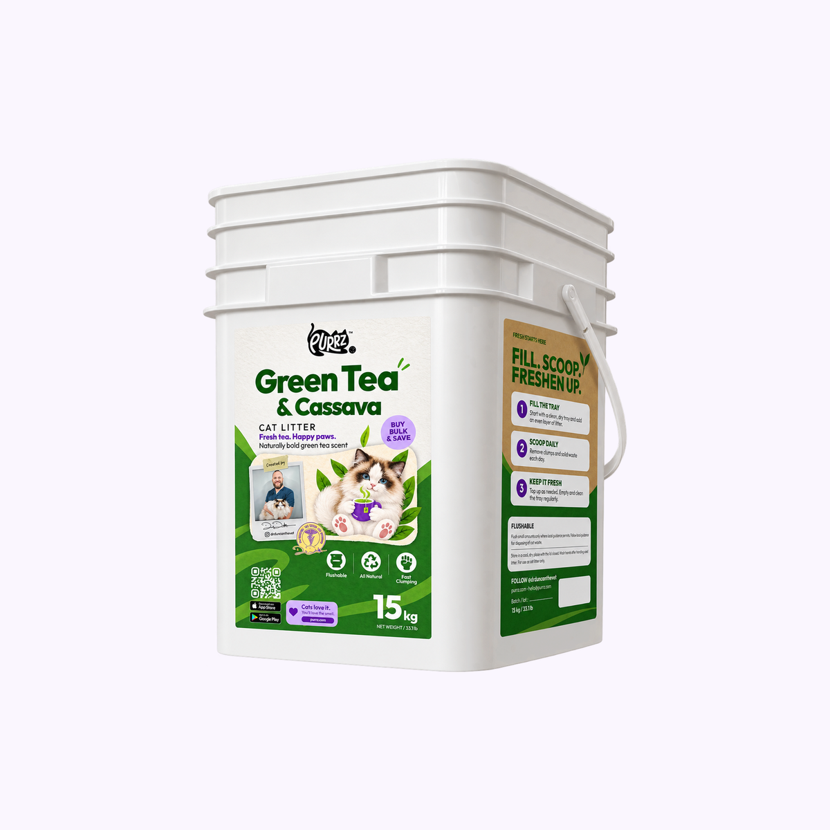 Recycled Green Tea & Cassava Litter 15kg: illustration of the Recycled Green Tea & Cassava Litter 15kg