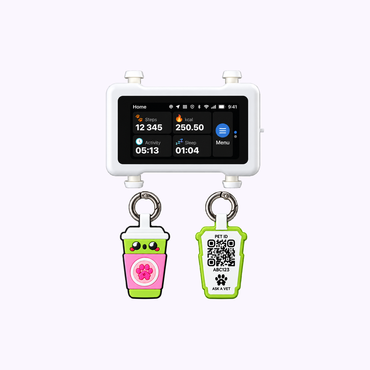 Track & Scan Bundle: illustration of the Sakura Matcha ID tags with the light tracker