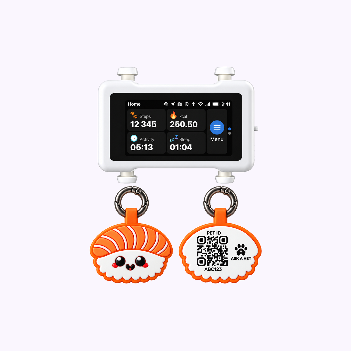 Track & Scan Bundle: illustration of the Salmon Sushi ID tags with the light tracker